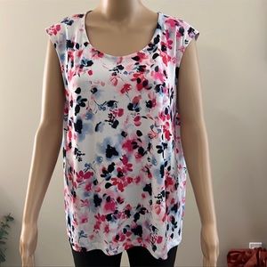 TanJay Sleeveless Floral Tank Blouse L